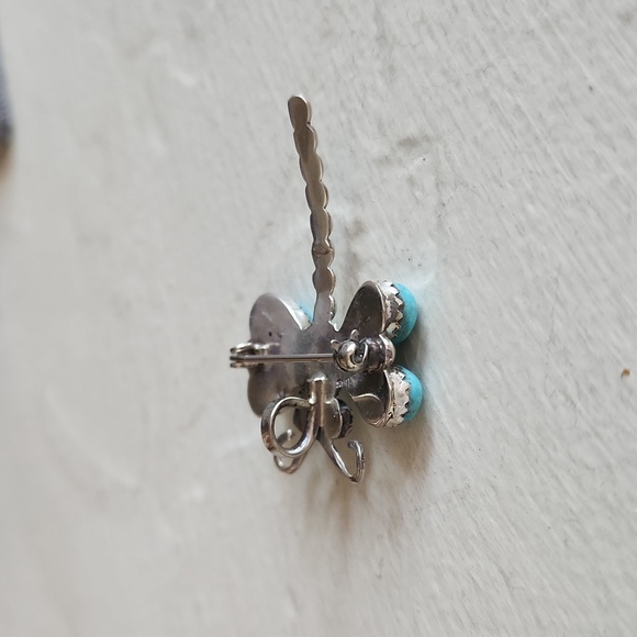 Beautiful NWOT Native American Navajo Turquoise & Sterling Dragonfly Pendant/Pin - Picture 5 of 10